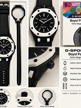 Boyol Pap Black & White Men's Fashion Watch